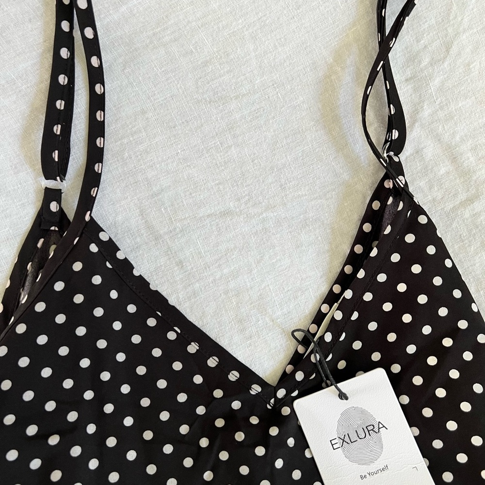 Exlura Black and White Polkadot Maxi Dress Size Medium